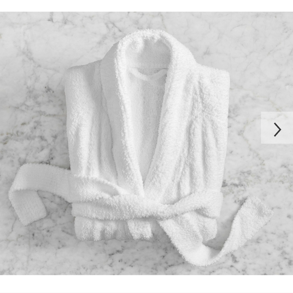 Pottery Barn Cozy Ribbed Robe Sz L  White NWT